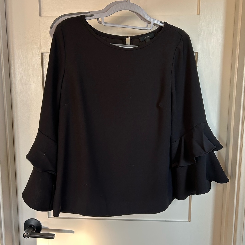 Black Ruffle Sleeve Blouse